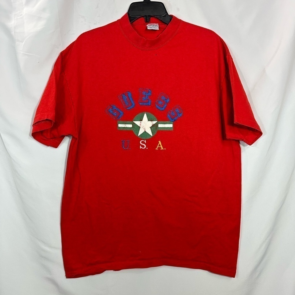 Vintage Guess USA red crew neck t-shirt size L